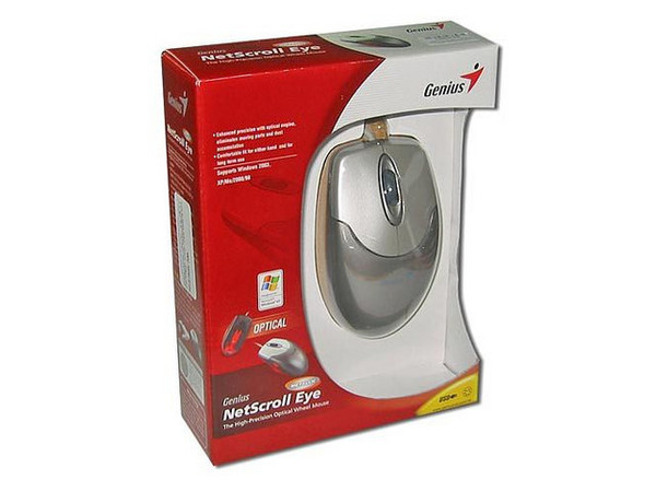 Mouse Óptico Genius NetScroll Eye (Metallic), 2 botones y scroll, PS/2 y USB