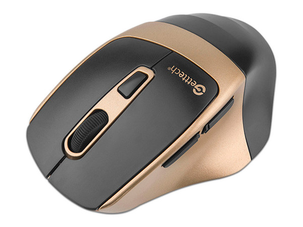 Mouse Ergonómico Getttech Wireless 6D Office, hasta 1600DPI, 6 Botones, Bluetooth, Color Negro con Dorado.