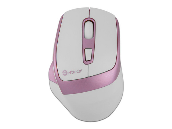 Mouse Ergonómico Getttech Wireless 6D Office, hasta 1600DPI, 6 Botones, Bluetooth, Color Rosa.