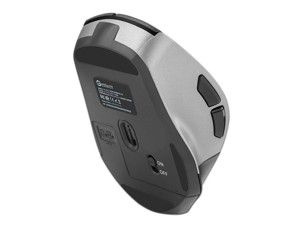 Mouse Inalámbrico Getttech 6D Office, hasta 1600 dpi, 6 Botones, Bluetooth, Receptor USB. Color Negro/Plateado.