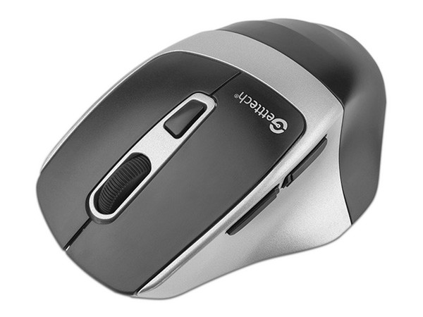 Mouse Inalámbrico Getttech 6D Office, hasta 1600 dpi, 6 Botones, Bluetooth, Receptor USB. Color Negro/Plateado.