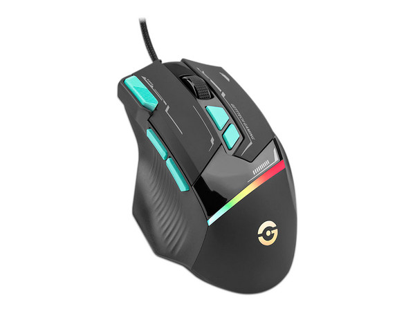 Mouse Gamer Getttech, hasta 7200DPI, 8 Botones, USB. Color Negro.