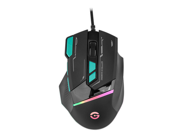 Mouse Gamer Getttech, hasta 7200DPI, 8 Botones, USB. Color Negro.