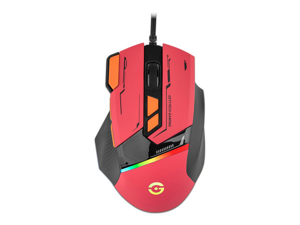 Mouse Óptico Alámbrico Gettech Gaming, hasta 7200 dpi, USB. Color Rojo.