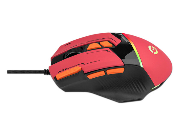 Mouse Óptico Alámbrico Gettech Gaming, hasta 7200 dpi, USB. Color Rojo.
