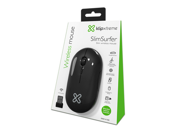 Mouse Óptico Inalámbrico Klip Xtreme De Hasta 1,600 DPI, USB. Color Negro.