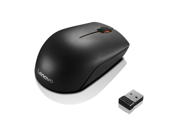 Mouse Laser Inalámbrico Lenovo 300, Resolución de 1000 DPI, Ambidiestro, Receptor USB. Color Negro.