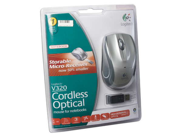 Mouse Logitech V320 Óptico Inalámbrico para Laptop, USB. Color Plateado