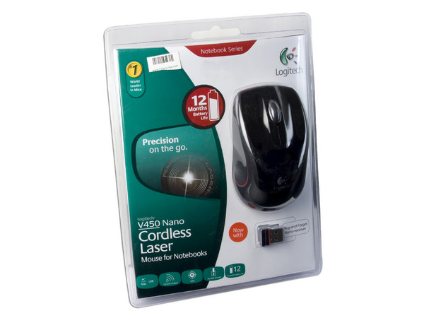 Mini Mouse Logitech V450 Nano Láser Inalámbrico para Laptop, USB.