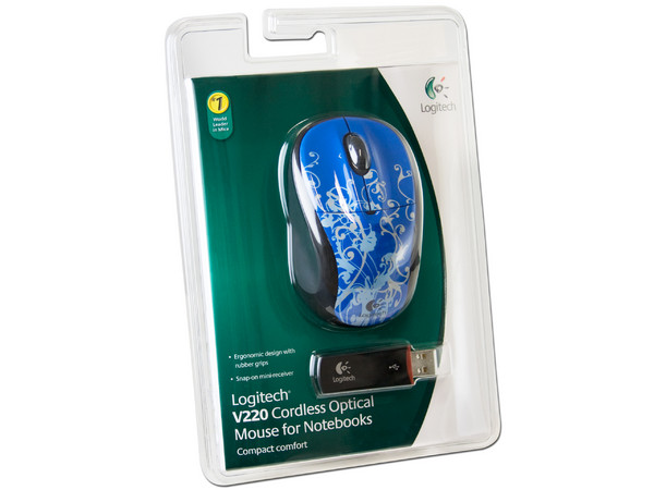 Mouse Logitech V220 Óptico Inalámbrico para Laptop, USB
