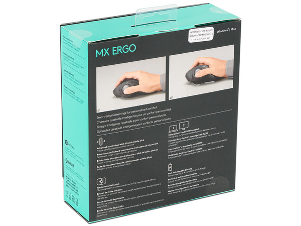 Mouse óptico inalámbrico Logitech MX ERGO, USB. Color Negro.