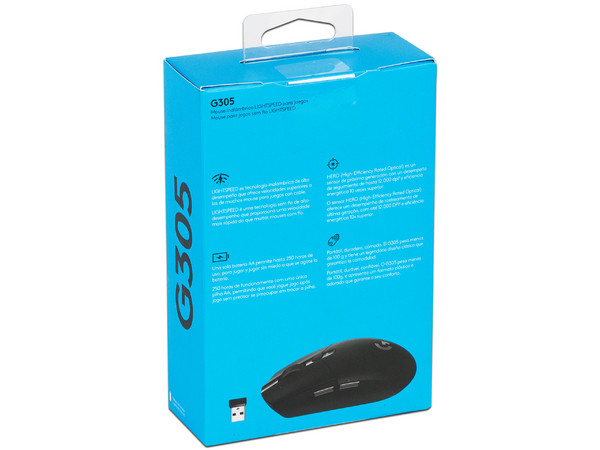 Mouse Gamer Inalámbrico Logitech G305 LightSpeed, hasta 12,000 dpi, 6 botones. Color Negro.