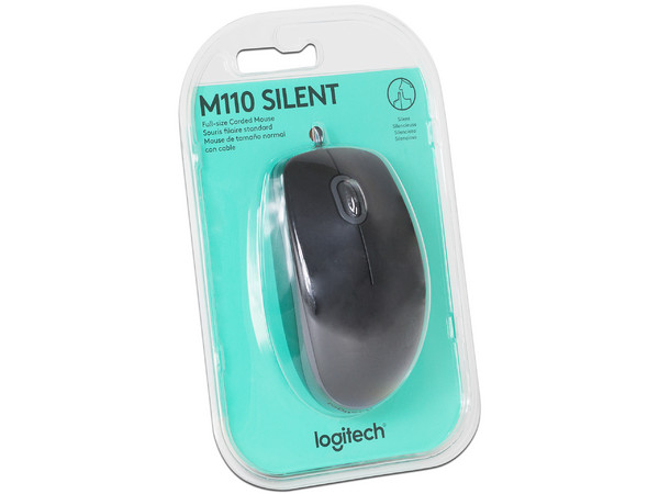 Mouse Óptico Logitech m110 Silent, USB. Color Negro.