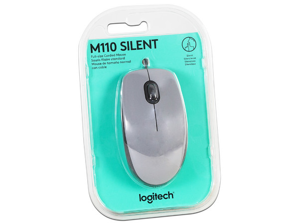 Mouse Óptico Logitech M110, USB, Color Gris.