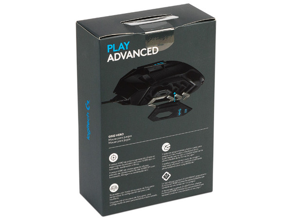 Mouse Gamer Logitech G502 Hero, hasta 16,000 dpi, 11 botones, RGB LIGHTSYNC, Alámbrico, Color Negro.
