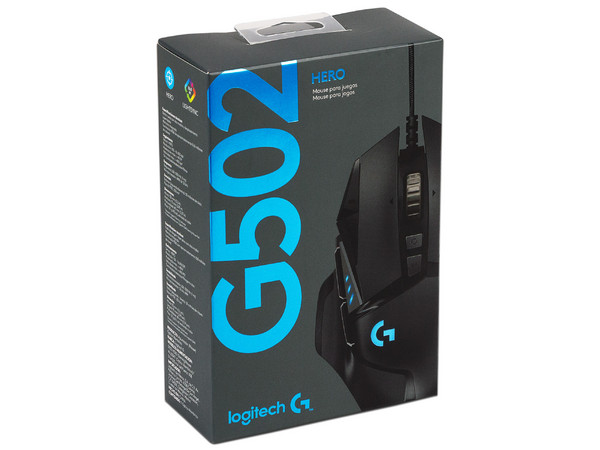 Mouse Gamer Logitech G502 Hero, hasta 16,000 dpi, 11 botones, RGB LIGHTSYNC, Alámbrico, Color Negro.