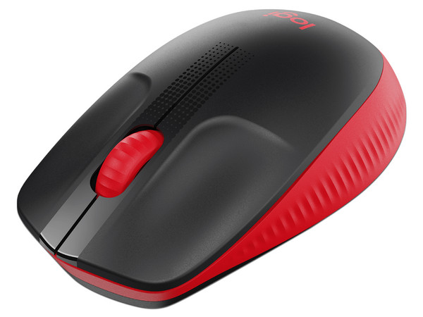 Mouse Óptico Inalámbrico Logitech M190 Full-Size, 1000 dpi, 3 botones, USB, color rojo