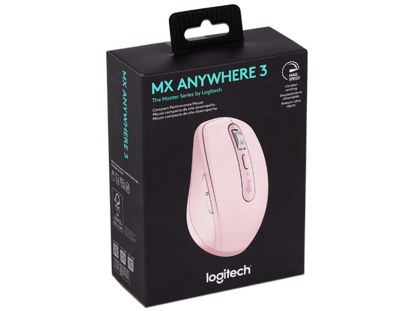 Mouse Óptico Inalámbrico Logitech MX Anywhere 3, Hasta 4,000 dpi, USB, Color Rosa.