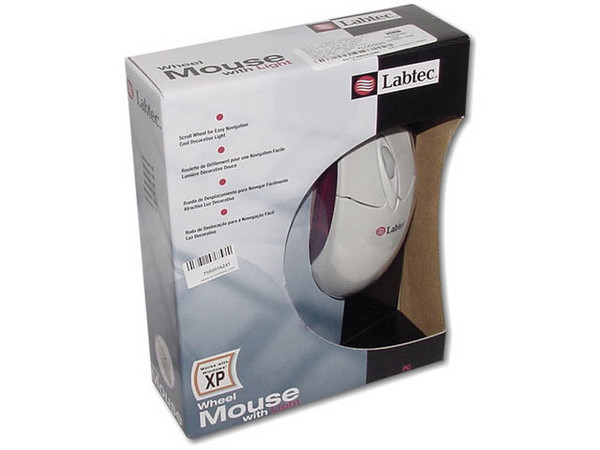 Mouse Logitech-Labtec, 2 Botones y Scroll. PS/2. Luminoso