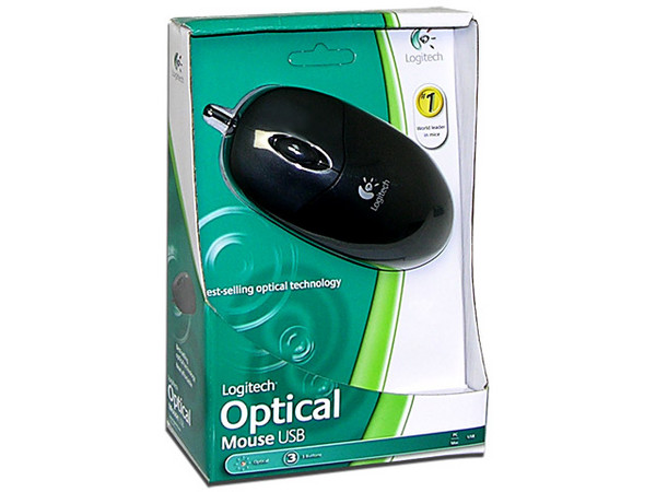 Mouse Logitech Óptico, USB. Color Negro