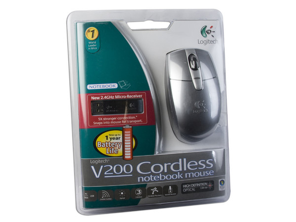 Mouse Logitech V200 Óptico Inalámbrico para Laptop, USB. Color Plateado