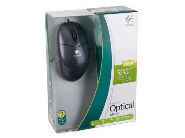 Mouse Logitech Óptico, USB. Color Negro