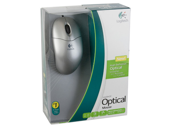 Mouse Logitech Óptico, USB. Color Plateado