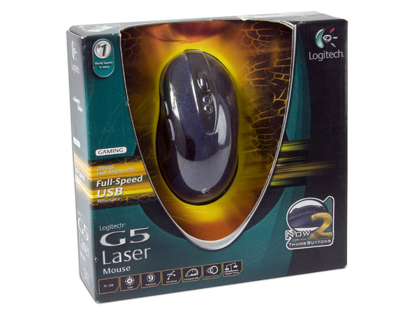 Mouse Logitech G5 Láser de 2000 dpi con Sistema de Pesas para ajustar el Equilibrio.