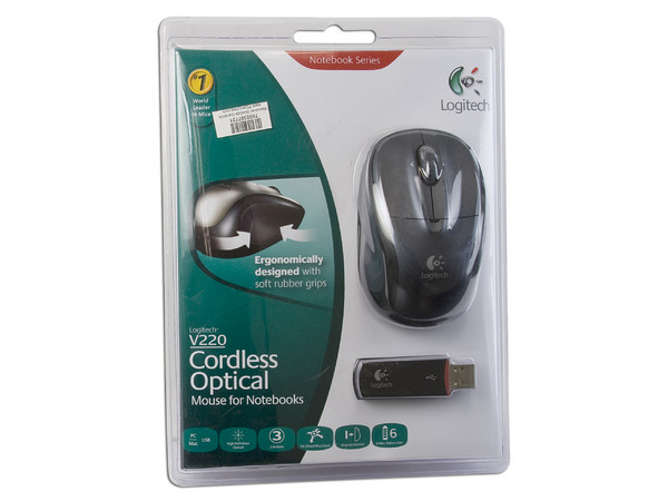 Mouse Logitech V220 Óptico Inalámbrico para Laptop, USB. Color Negro
