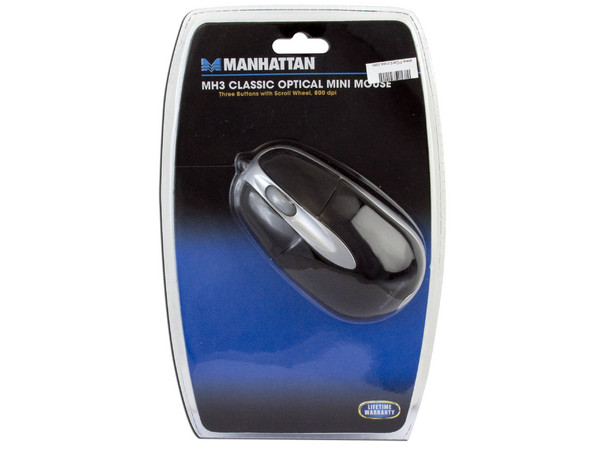 Mouse Manhattan MH3 Classic Óptico, USB, Color Negro.