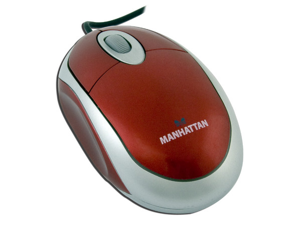 Mini Mouse Manhattan MH1 Óptico, USB. Color Rojo