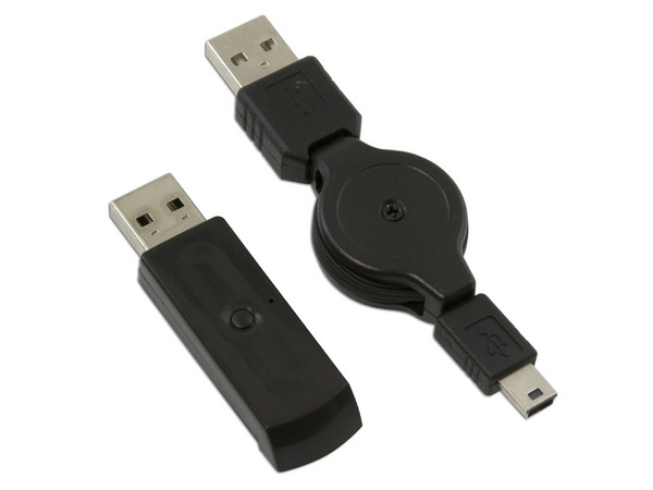 Mini Mouse Manhattan MMX Óptico Inalámbrico, incluye cable retráctil USB. Color Negro