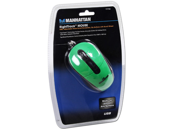 Mouse Manhattan con Tecnología RightTrack, USB. Color Verde.