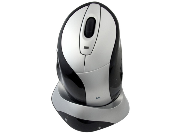 Mouse Manhattan MXD Óptico Inalámbrico, USB con Cargador de Baterías. Color Negro/Plateado