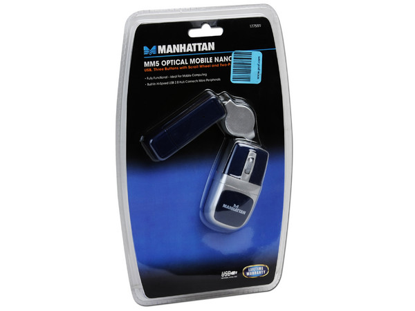 Mini Mouse Manhattan MM5 Óptico con Hub de Dos Puertos USB