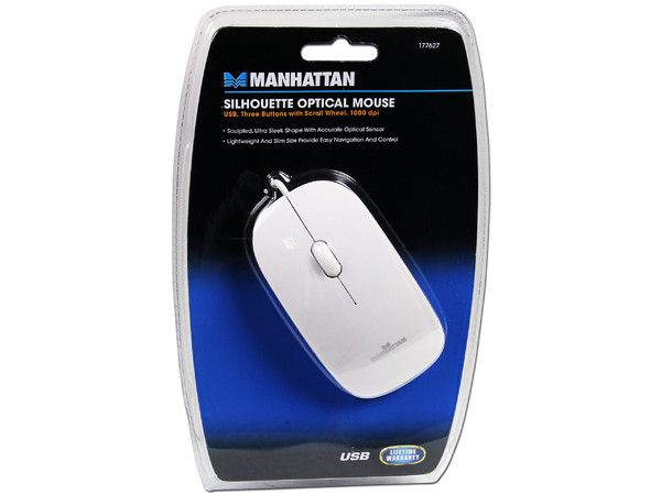 Mouse Manhattan Silhouette Óptico, USB. Color Blanco