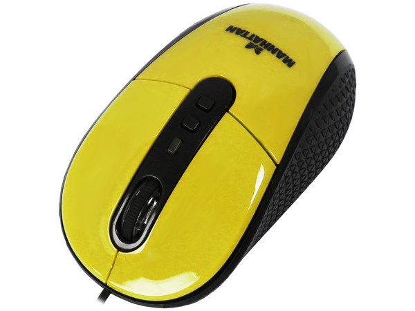 Mouse Manhattan con Tecnología RightTrack, USB. Color Amarillo. 