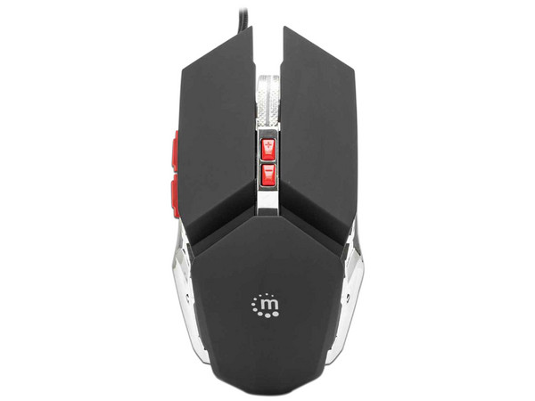 Mouse Gamer Manhattan 179348, hasta 3200 dpi, 7 botones. Color Negro/Plata.
