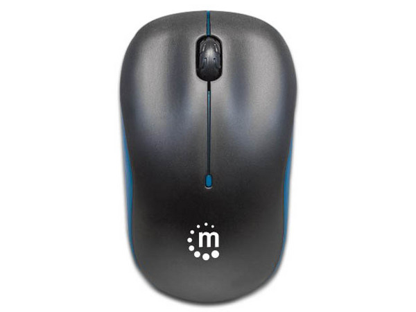 Mouse Óptico Inalámbrico Manhattan succes, Resolución ajustable hasta 1000 dpi, 2.4 GHz, USB. Color Negro/Azul.
