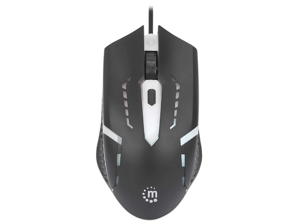Mouse Gamer Óptico Manhattan MAN-190206, Hasta 1500 dpi, Iluminación LED, Color Negro.