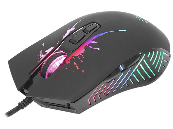 Mouse Gamer Manhattan MAN-190220, Hasta 7,200 dpi, Iluminación LED, 7 botones, USB, Color Negro.