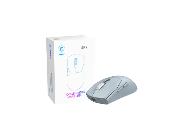 Mouse Gamer Óptico Inalámbrico MSI Forge GM340 Wireless, 12000dpi, Receptor USB, Bluetooth. Color Azul.
