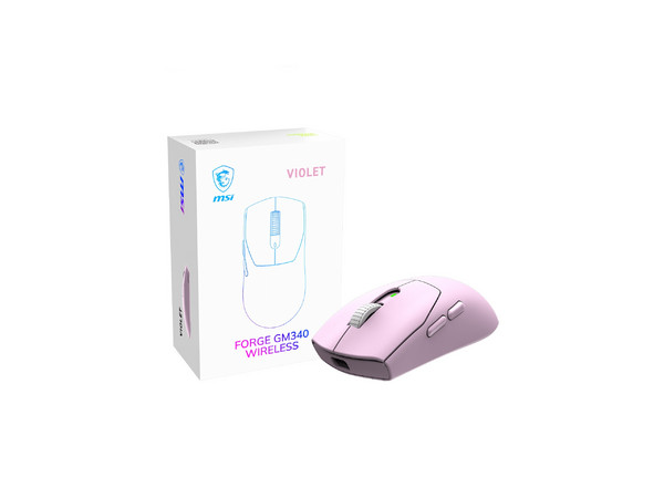 Mouse Gamer Óptico Inalámbrico MSI Forge GM340 Wireless, 12000dpi, Receptor USB, Bluetooth. Color Violeta.