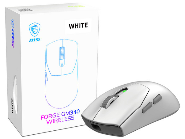 Mouse Gamer Óptico Inalámbrico MSI Forge GM340 Wireless, 12000dpi, Receptor USB, Bluetooth. Color Blanco.