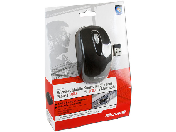Mouse Microsoft Wireless Mobile Mouse 1000, Inalámbrico. USB 2.0
