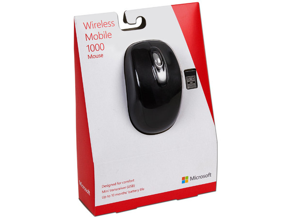 Mouse Inalámbrico Microsoft Mobile Mouse 1000. Color Negro