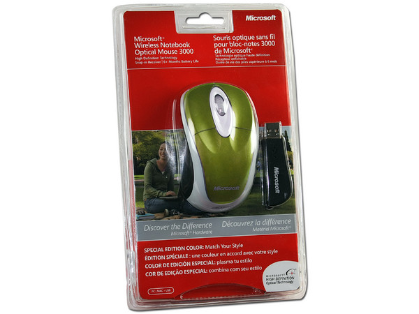 Mouse Microsoft 3000 Óptico Inalámbrico para Laptop, USB. Color Verde