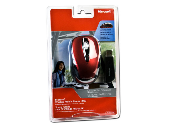 Mouse Microsoft 3000 Óptico Inalámbrico para Laptop, USB. Color Rojo