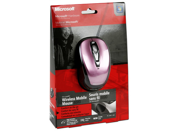 Mouse Microsoft 3000 Óptico Inalámbrico para Laptop, USB. Color Rosa