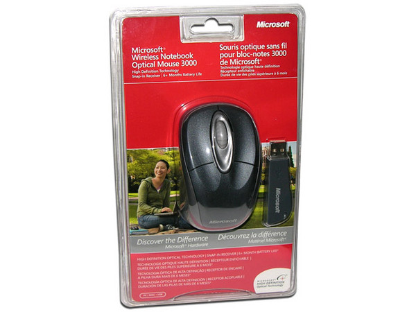 Mouse Microsoft 3000 Óptico Inalámbrico para Laptop, USB. Color Negro